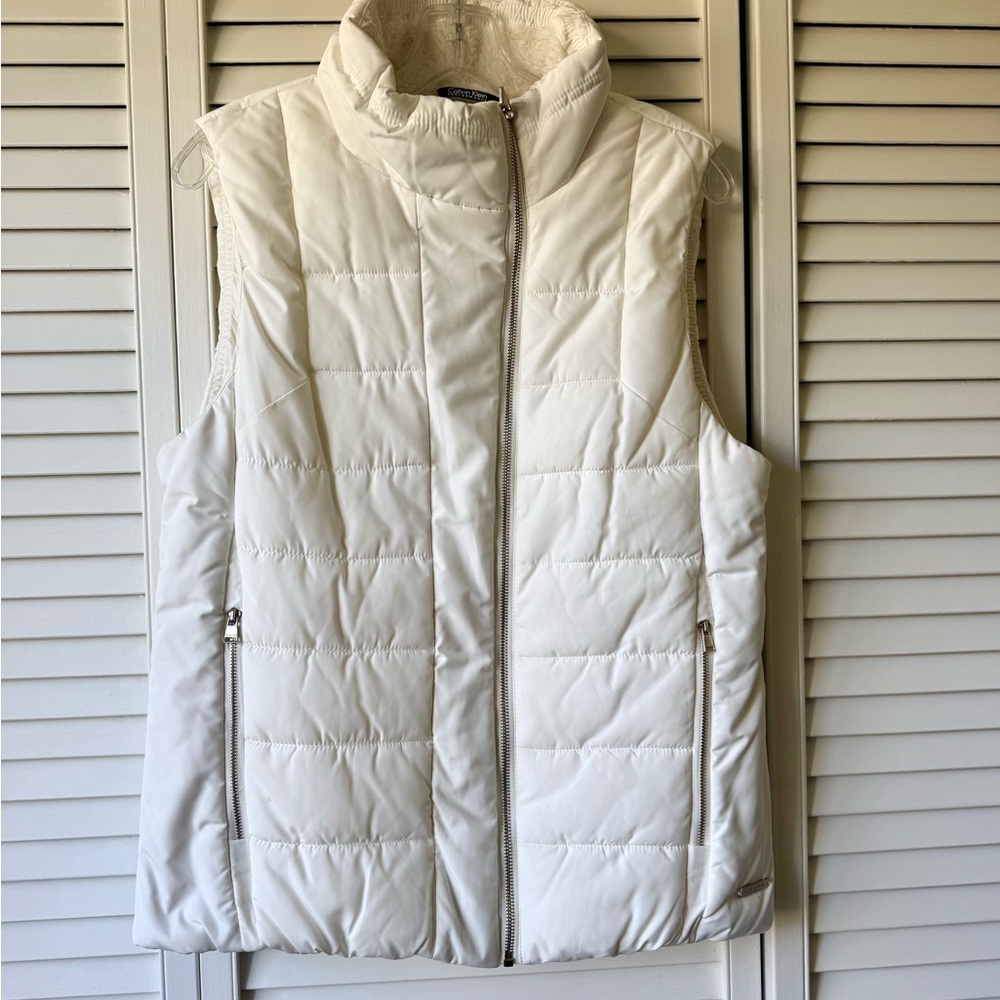Calvin Klein White Quilted Sleeveless Puffer Vest